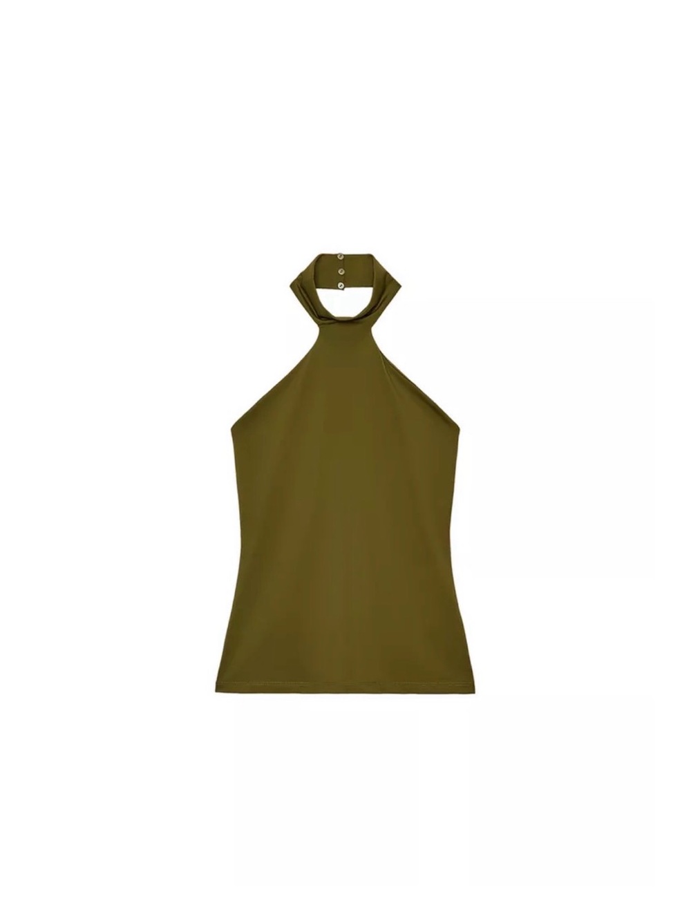 Zara Olive Green Halter Tank Top with Mock Choker